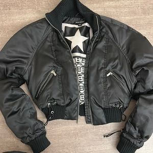 Bebe Sport cropped puffer bomber jacket